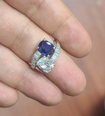 Vintage Platinum Toi Et Moi Ring 5.77CT.Natural Blue Sapphire Diamond GIA Cert