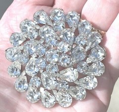 ANTIQUE LARGE 2.25″ Diameter WEISS BROOCH & MATCHING EARRINGS