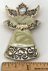Vintage KC Kenneth Cole Angel Brooch Pin Enamel Gold Tone Christmas Holidays
