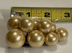 Vintage Large Faux Pearl Grape Bunch Dress Scarf Fur Clip Champagne Color