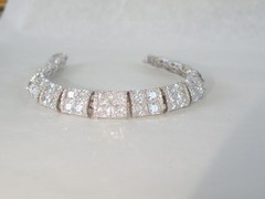 Vera Wang Sterling Silver 925 2 Row CZ Tennis Bracelet Fits 7.5″