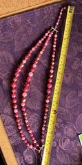 vintage triple strand pink/gold beaded choker gold-tone hook clasp Japan