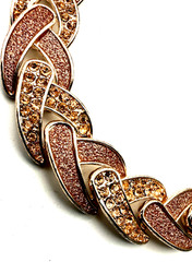 Vintage Monet 17″ Rose Gold Tone Pink Pave Rhinestone Braided Chain Necklace