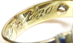 Victorian Old Mine Diamond 1880’s Enamel Engagement Ring 18KY Size 6.25 UK-M