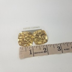 Vintage Statement Earrings Metallic Gold Tone Textured Metal Chunky 1980s 90s