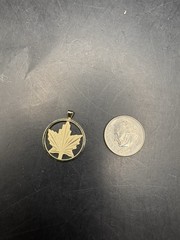 VTG Sterling Silver Gold Vermeil Maple Leaf Engraved Pendant Charm Estate 925