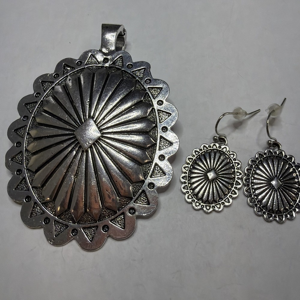 Southwestern Style Sunburst Pendant & Dangle Earrings Set