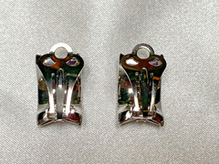 Vintage Attwood Collection 22k White Gold Plated Half Hoop Rhinestone Earrings