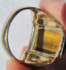 Vintage Carved Tiger’s Eye Roman Soldier Warrior Cameo 12K GF Ring Size 11