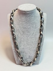 Sterling Silver Men’s Chain Modernist Necklace Twisted Links Capsule Bars 22”
