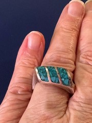Vintage Taxco Men’s Turquoise Ring 9.04 Grams | Sterling Silver Modernist
