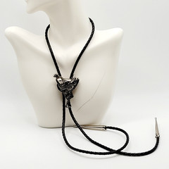 Horse Saddle Southwestern Western Cowboy Silver Tone Vintage Bolo Tie Necklace