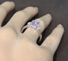 Vintage 14K White Gold Engagement ring 1.81ct.Natural Lavender Purple Sapphire