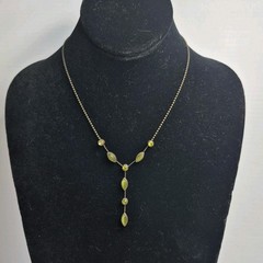 Bronze Bead Ball Green Y-drop Lariat Necklace Y2K Fairy Whimsy Garden Tea Party