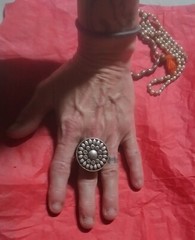 Silver Toned Vintage Jewelry Lot 1 Size Fits All Chunky Ring Necklace & Bracelet