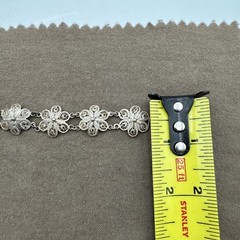 Vintage Filigree Silver Tone Flower Floral 6.5” Bracelet Jewelry