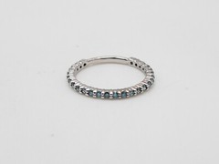 Designer $1800 .75ct VS Genuine Blue Diamond 18k White Gold Wedding Band Ring