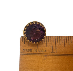 ANTIQ VICTORIAN DECORATIVE DOG TEETH PRONGS AMETHYST TINY BROOCH BUTTON REPLACEM