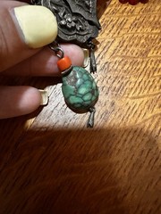 VTG Chinese Carnelian? Coral? Beaded Double Necklace Silver Pendant Turquoise