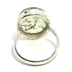 Prehnite gemstone open work large green gemstone sterling silver ring size 8.5