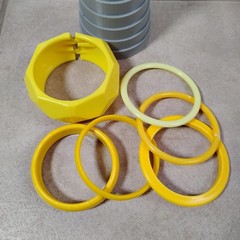 All Vintage Lot Of 6 Yellow Bangle Bracelet Spacers Chunky Hinge Plastic Acrylic