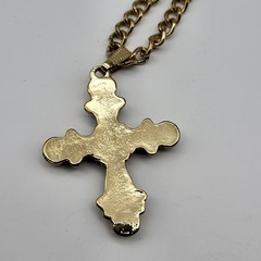 Fun vintage enamel rhinestone faux pearl cross necklace whimsagoth