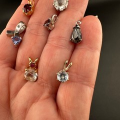 Vintage Crystal Rhinestone Mix Pendant Lot Of 12 Gold Silver Tone Ladies NICE
