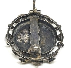 K17 1880-1920 ANTIQUE BROOCH Silver 835 Sapphire & Garnet 27 mm 1.1 Inches WW1