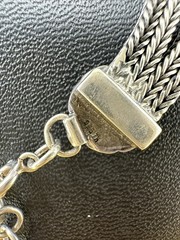 Sterling Silver 4 Stranded Marcasite Herringbone Chain Choker Necklace 56g 18 In