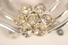Vintage Rhinestone Pin 1.5 Inches Long Rollover Clasp Excellent Condition