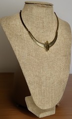 Vintage Artisan OOAK Brass and Silver Metal Torque Necklace, 17 inches