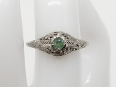 Antique 1920s Belais $2400 Old Euro Alexandrite 18k White Gold Filigree Ring
