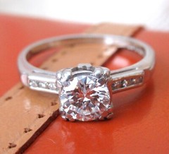 Antique Platinum Diamond Solitaire￼ Ring Round Estate Engagement Vintage Size 6