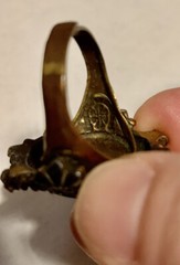 Antique Statement Cocktail Ring Faux Malachite Parks Bros & Rogers C. 1915-31