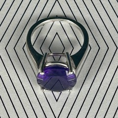 Vintage Sterling Silver Brilliant Round Cut Amethyst Ring. Size 5.50+.