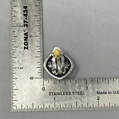 Smoky Gray Glass Rhinestone Stud Earrings Clip On Silver Tone Geometric Edge .75