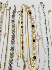 Estate Jewelry Lot 20 Tennis Style Bracelets Rhinestones Gemstone Monet Sterling