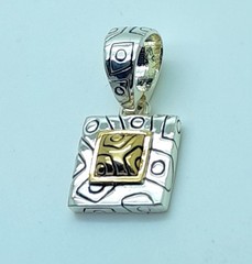 Vintage unique style Two Tone square shape Pendant charm fashion jewelry #15
