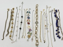 Estate Jewelry Lot 20 Tennis Style Bracelets Rhinestones Gemstone Monet Ankle