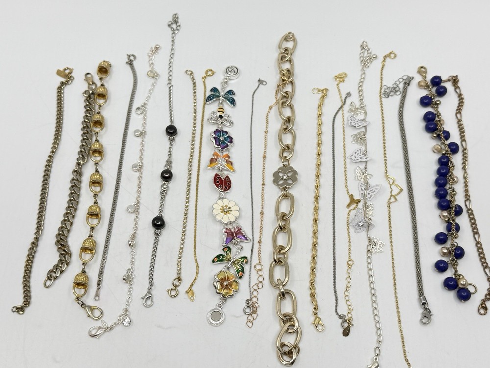 Estate Jewelry Lot 20 Tennis Style Bracelets Rhinestones Gemstone Monet Ankle