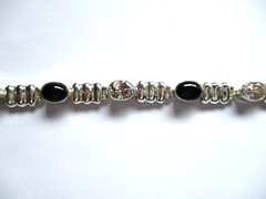 Vintage 950 Silver Black Onyx and White Cubic Zirconia ?? Bracelet 7 1/2″
