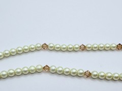 Faux Pearls & Pink Rhinestones Necklace With Carved Mother of Pearl Cameo VTG
