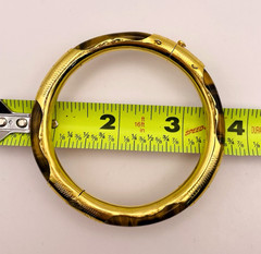 Vintage Asian Style Tiger’s Eye Gold Tone Hinged Bangle Bracelet