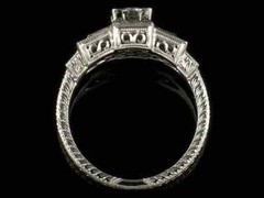 Art Deco Style Round Lab Created Diamond & Ruby 14K White Gold FN Wedding Ring