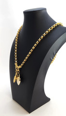 Vintage Joan Rivers Gold Tone Belcher Chain Heart Charm Necklace 32 in