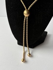 Vtg Bigney 12k Gold Filled Popcorn Chain Adjustable Sliding Bead Lariat Necklace