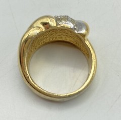 Vintage EDCO Ring Size 8 Gold Silver Tone Clear Rhinestone Band Cocktail