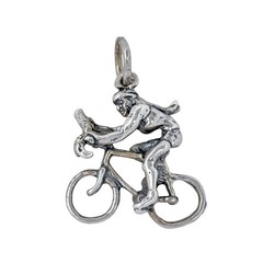 Vintage Sterling Silver 925 Female Cyclist Bicycle Charm
