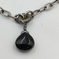 Vintage Silpada Sterling Silver 925 Onyx Textured Links 3 Rows Necklace 15.5″