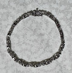 Tennis Bracelet, Vintage, Silvertone & Clear Crystals, Open Box Clasp, 7 Inches